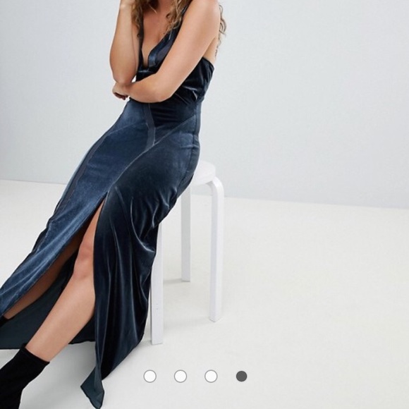 Free People Spliced Velvet Maxi Dress NWT Charcoal - Picture 4 of 5